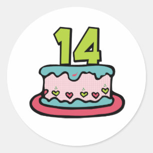 14 Year Old Birthday Cake Classic Round Sticker