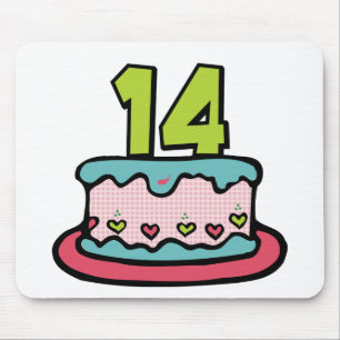 14 Year Old Birthday Cake Mouse Mat