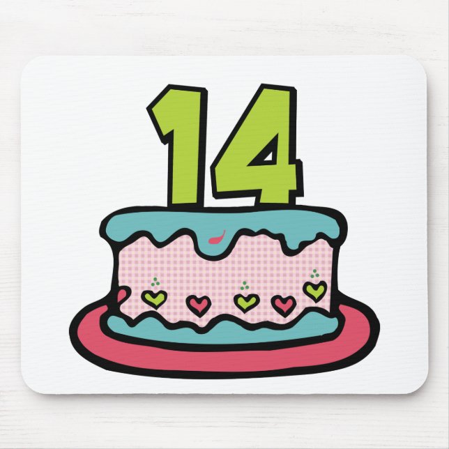 14 Year Old Birthday Cake Mouse Mat (Front)