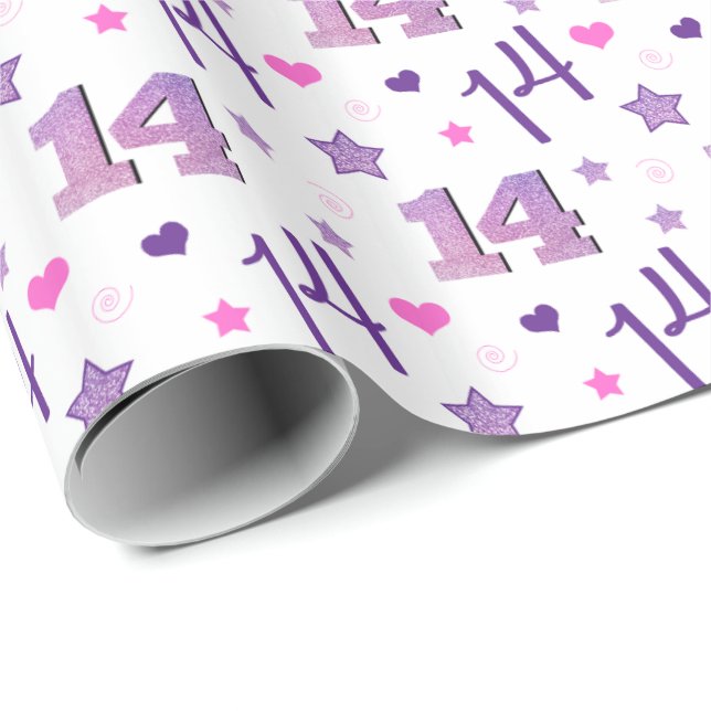 14 Year Old Birthday Fourteen Girl's Teenager Wrapping Paper (Roll Corner)