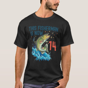 14 Year Old Fishing Birthday 14th Bass Fish Teen B T-Shirt