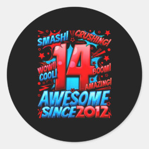 14 Year Old For Boys 14th Birthday Boy 14 Year Old Classic Round Sticker