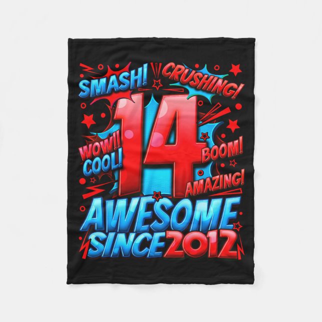 14 Year Old For Boys 14th Birthday Boy 14 Year Old Fleece Blanket (Front)