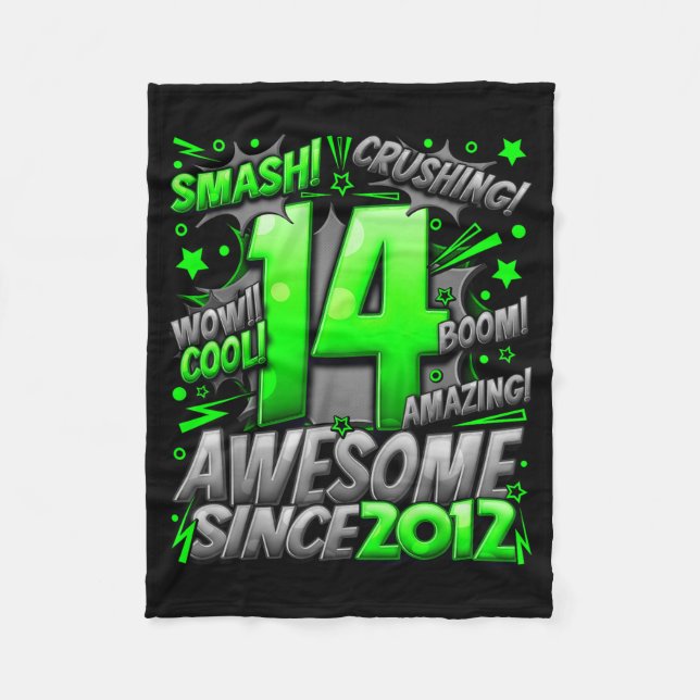 14 Year Old For Boys 14th Birthday Boy 14 Year Old Fleece Blanket (Front)