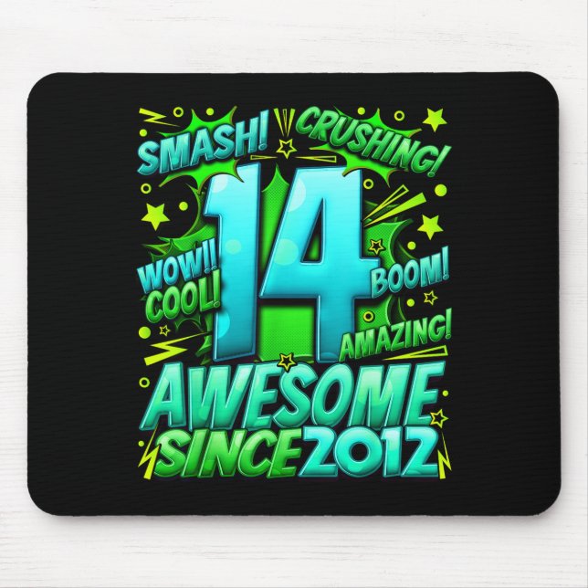 14 Year Old For Boys 14th Birthday Boy 14 Year Old Mouse Mat (Front)