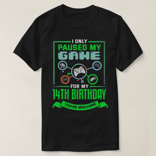 14 Year Old Gamer Birthday Gift 14th BDay Gift Boy T-Shirt (Design Front)