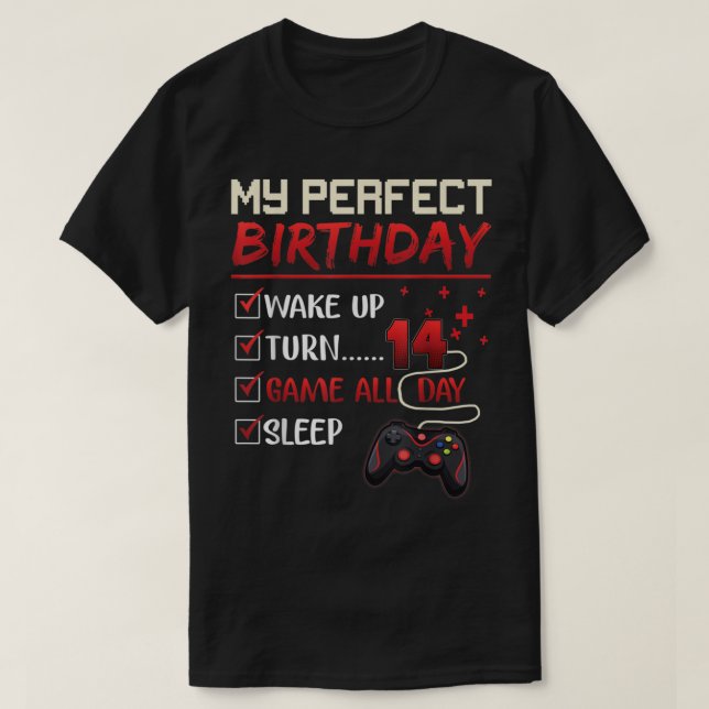 14 Year Old Gamer Gift Boy Teen 14th Perfect Birth T-Shirt (Design Front)