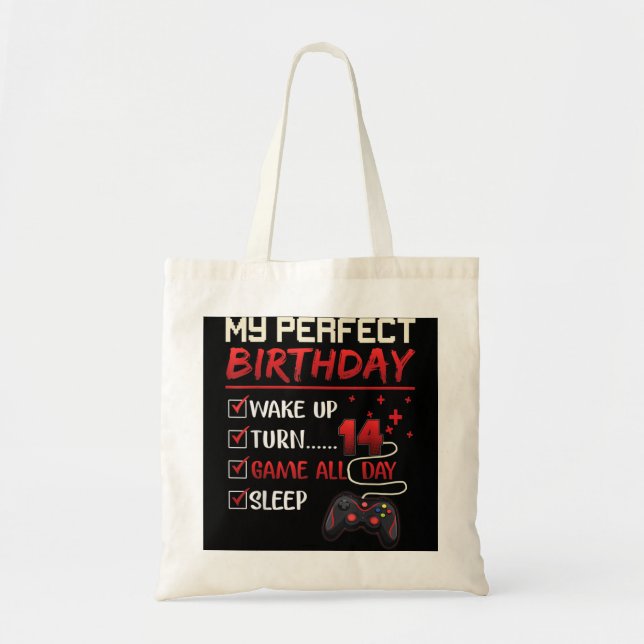 14 Year Old Gamer Gift Boy Teen 14th Perfect Birth Tote Bag (Front)