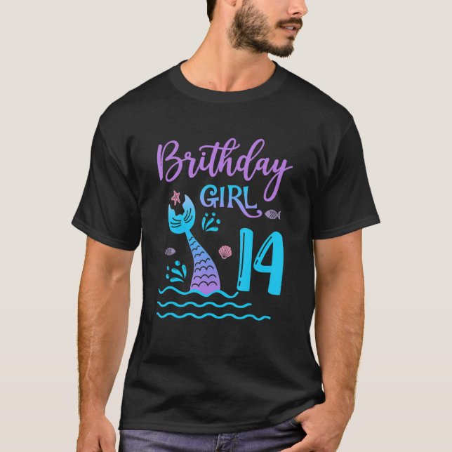 14 Year Old Gift Mermaid tail 14th Birthday Girl D T-Shirt (Front)