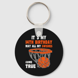 14 Year Old Happy 14th Birthday Bysketbyll 14th Bi Key Ring