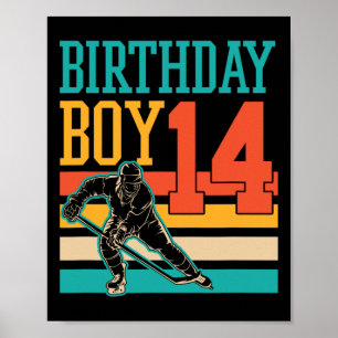 14 Year Old Ice Hockey Themed 14th Birthday Party Poster