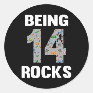 14 Year Old Rock Climber Birthday 14th Climber Bei Classic Round Sticker