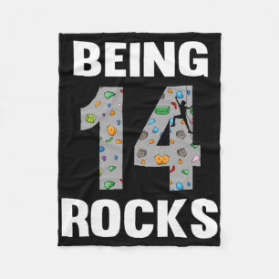 14 Year Old Rock Climber Birthday 14th Climber Bei Fleece Blanket