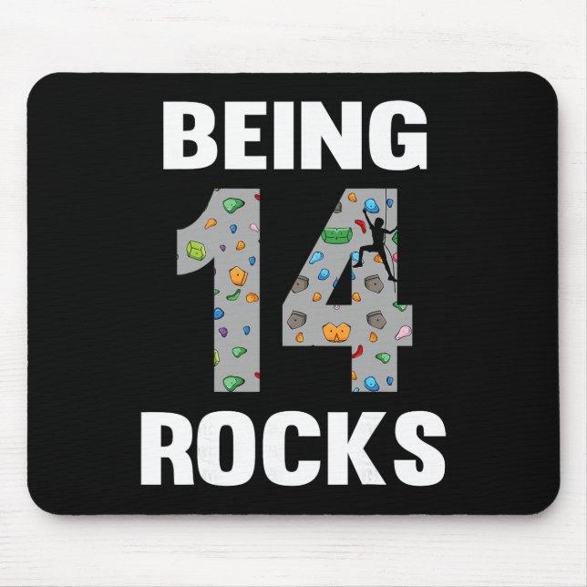 14 Year Old Rock Climber Birthday 14th Climber Bei Mouse Mat (Front)