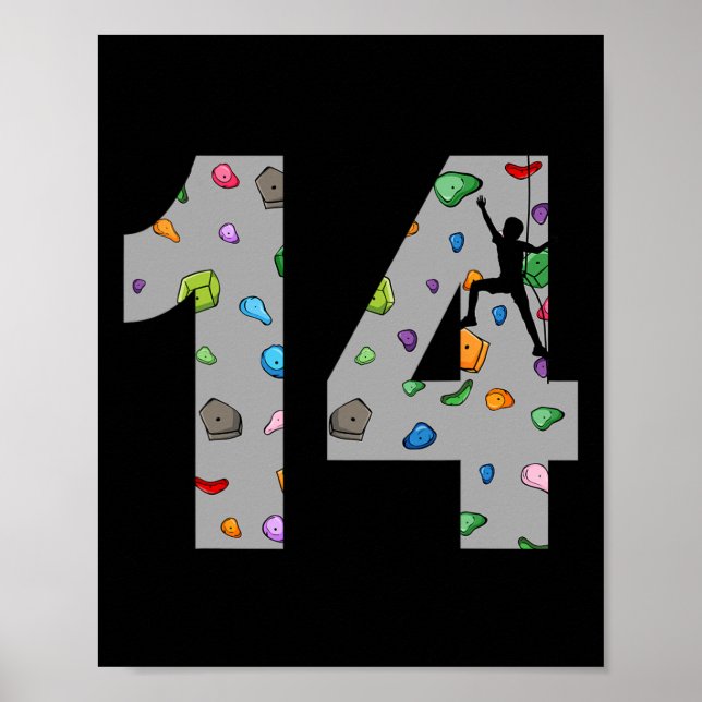 14 Year Old Rock Climbing 14th Birthday Adventure  Poster (Front)