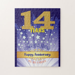 14 Year Recovery Anniversary Bold Numeral Jigsaw Puzzle