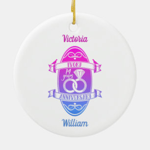 14 Year traditional ivory 14th wedding anniversary Ceramic Tree Decoration