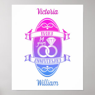14 Year traditional ivory 14th wedding anniversary Poster