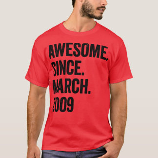 14 Years Awesome Since March 2009 14th Birthday T-Shirt