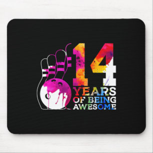 14 Years Of Being Awesome Bowling 14th Birthday Mouse Mat