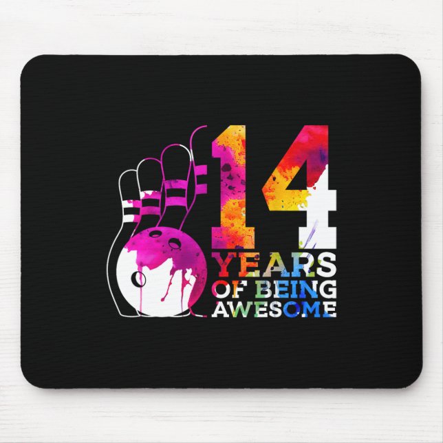 14 Years Of Being Awesome Bowling 14th Birthday  Mouse Mat (Front)