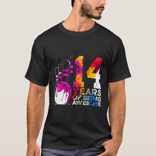 14 Years Of Being Awesome Bowling 14th Birthday  T-Shirt (Front)