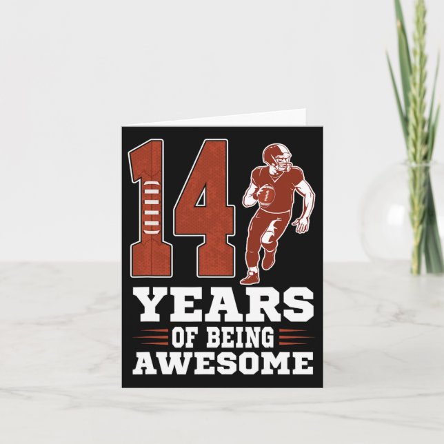 14 Years Of Being Awesome Boy 14th Birthday Footba Card (Front)