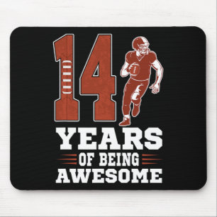 14 Years Of Being Awesome Boy 14th Birthday Footba Mouse Mat