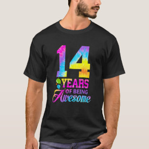 14 Years Of Being Awesome Tie Dye 14th Birthday Pr T-Shirt