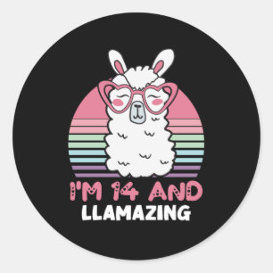 14 Years Old Bday Llamazing 14th Birthday Llama Classic Round Sticker
