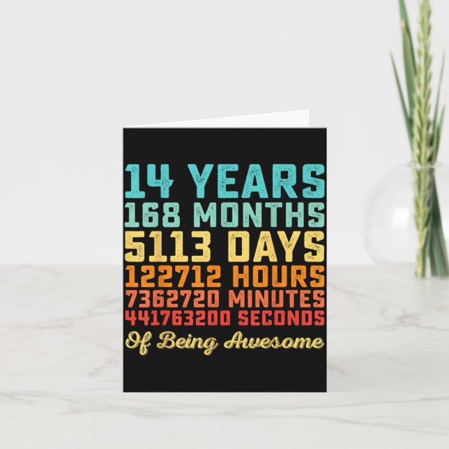 14 Years Old Birthday Quote Funny 14th B-Day Math Card (Front)