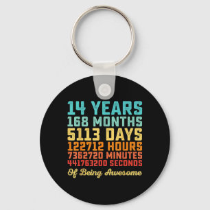14 Years Old Birthday Quote Funny 14th B-Day Math Key Ring