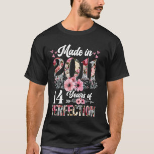 14 Years Old Born In 2011 Floral 14th Birthday Gif T-Shirt
