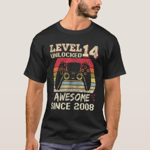 14 Years Old  Gamer Boy Birthday 14 Level Unlocked T-Shirt