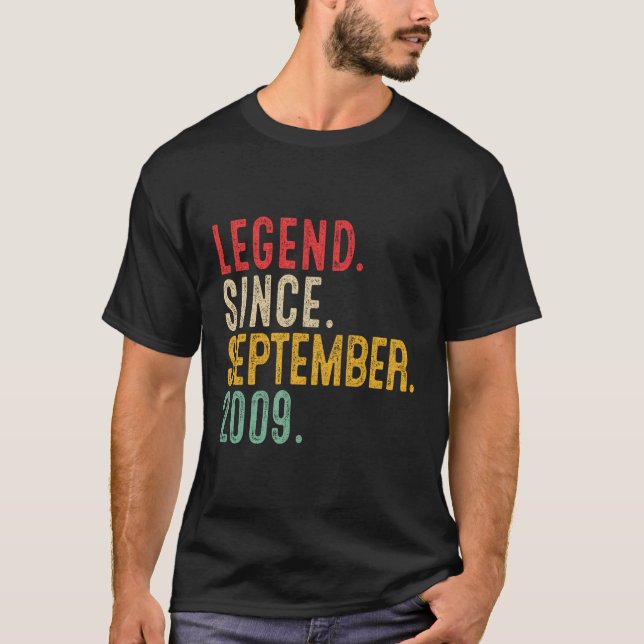 14 Years Old Legend Since September 2009 14Th Birt T-Shirt (Front)
