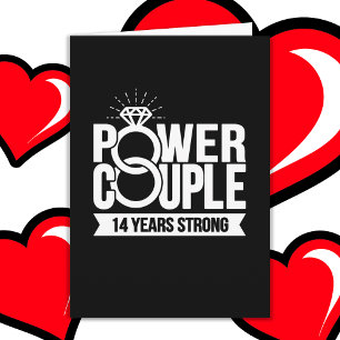 14 Years Strong Power Couple Cute 14th Anniversary Card