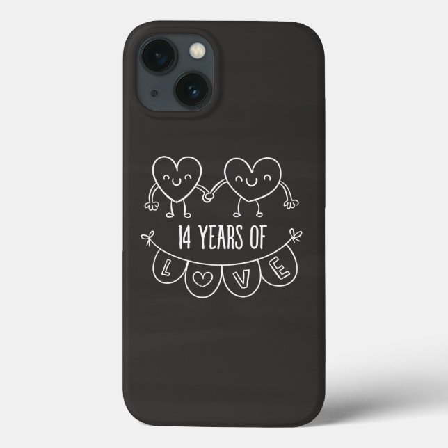 14th Anniversary Gift Chalk Hearts Case-Mate iPhone Case (Back)