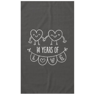 14th Anniversary Gift Chalk Hearts Tablecloth