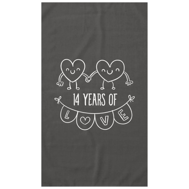 14th Anniversary Gift Chalk Hearts Tablecloth (Front)