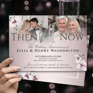 14th Anniversary Graceful Orchid Then And Now Invitation