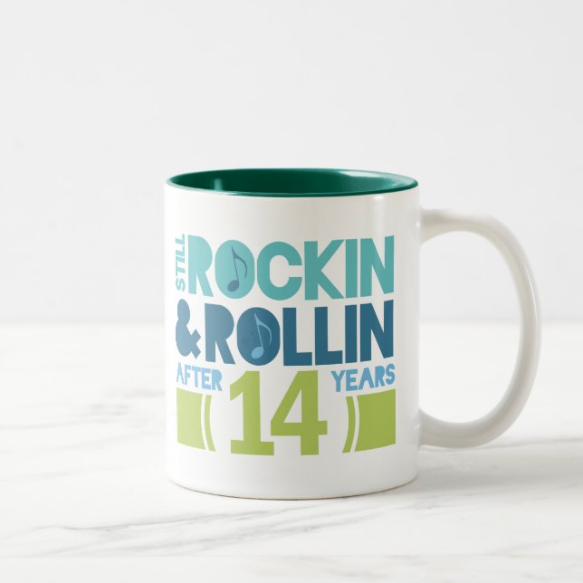 14th Anniversary Wedding Gift Two-Tone Coffee Mug (Right)