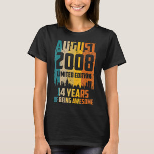14th Birthday 14 Years Awesome Since August 2008 V T-Shirt