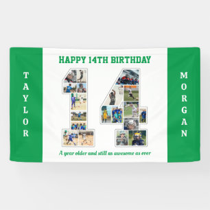 14th Birthday Anniversary Number 14 Photo Collage Banner