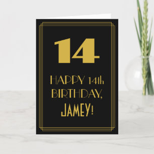 14th Birthday ~ Art Deco Inspired Look "14" & Name Card