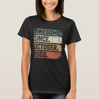 14th Birthday Awesome Since October 2008 14 Years T-Shirt