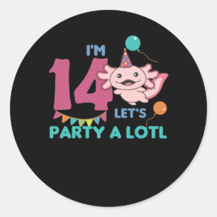 14th Birthday Axolotl Fourteen Year Old Axolotls Classic Round Sticker