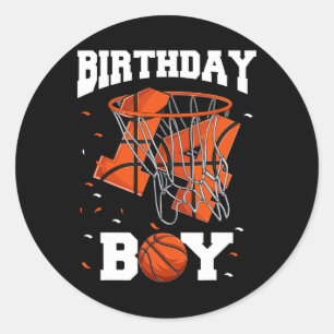 14th Birthday Basketball Kids Classic Round Sticker