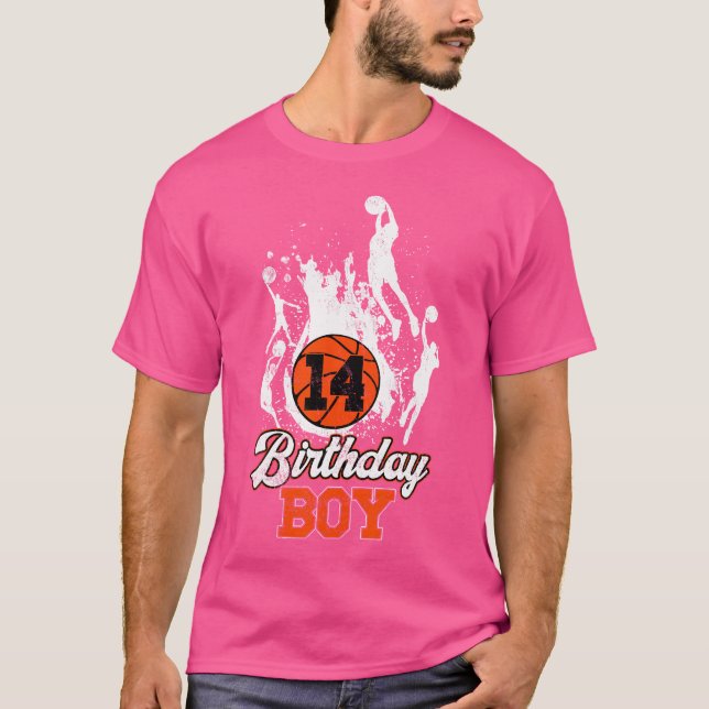 14Th Birthday Basketball Theme Birthday Boy 14 Yrs T-Shirt (Front)
