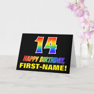 14th Birthday: Bold, Fun, Simple, Rainbow 14 Card