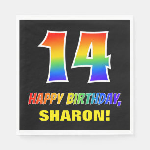 14th Birthday: Bold, Fun, Simple, Rainbow 14 Napkin